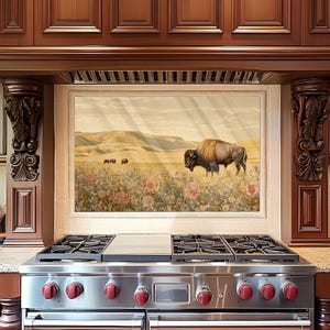 Buffalo Tempered Glass Kitchen Backsplash: Stove Area Wall Art