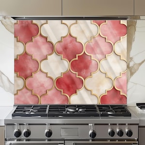 Moroccan Tempered Glass Kitchen Backsplash: Heat Resistant Stove Art