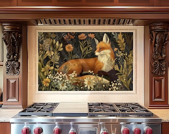 Fox Glass Kitchen Backsplash, Kitchen Splashback for Stove, Backsplash Ideas, Unique Backsplash, Artistic Backsplash, Cooker Backsplashes