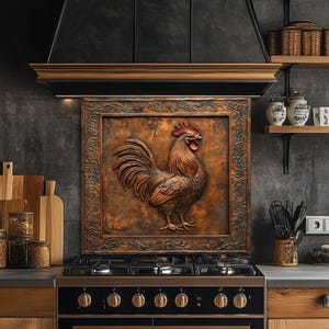 Rooster Backsplash, Rustic Rooster Glass Kitchen Backsplash