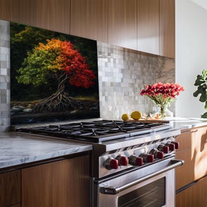 Vibrant 3D Tree of Life Kitchen Backsplash | Glass Kitchen Backsplash ...