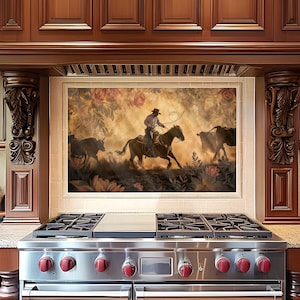 Cowboy Tempered Glass Kitchen Splashback: Heat Resistant Backsplash
