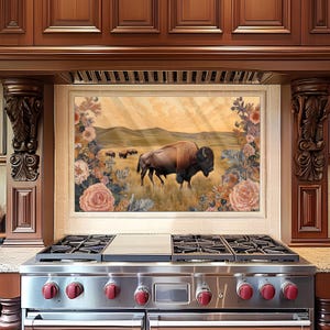 Bison Tempered Glass Kitchen Backsplash: Heat Resistant Stove Wall Art