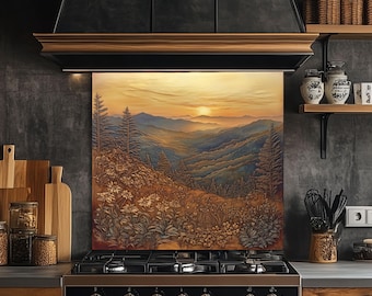 Rustic Rooster Charm Glass Kitchen Backsplash - 30"x30" Tempered Glass Stove Wall Protector | Easy Clean Splashback