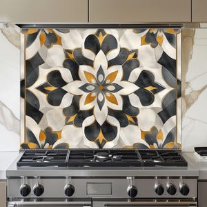 Moroccan Tempered Glass Backsplash: Heat Resistant Kitchen Wall Art