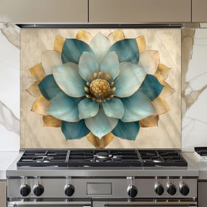 Moroccan Floral Tempered Glass Kitchen Backsplash: Modern Art