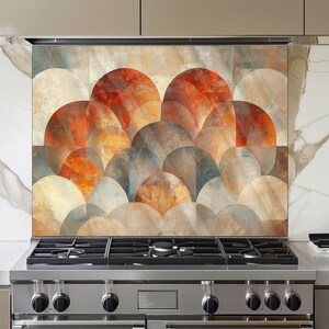 Tempered Glass Kitchen Backsplash for Moroccan Style Modern Kitchen Art, Durable Glass Splashback for Stove and Wall Protection