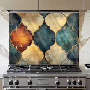 Moroccan Style Tempered Glass Kitchen Backsplash: Durable Home Decor