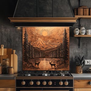 Dosseret de cuisine en verre Mountain Deer, Dosseret de taille personnalisée