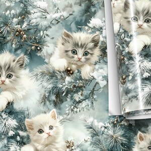 Adorable Winter Wonder Kitties Gift Wrap - Animals Christmas Oil Painting, Kitten Gift Wrap Paper, Kittens Custom Gift Paper