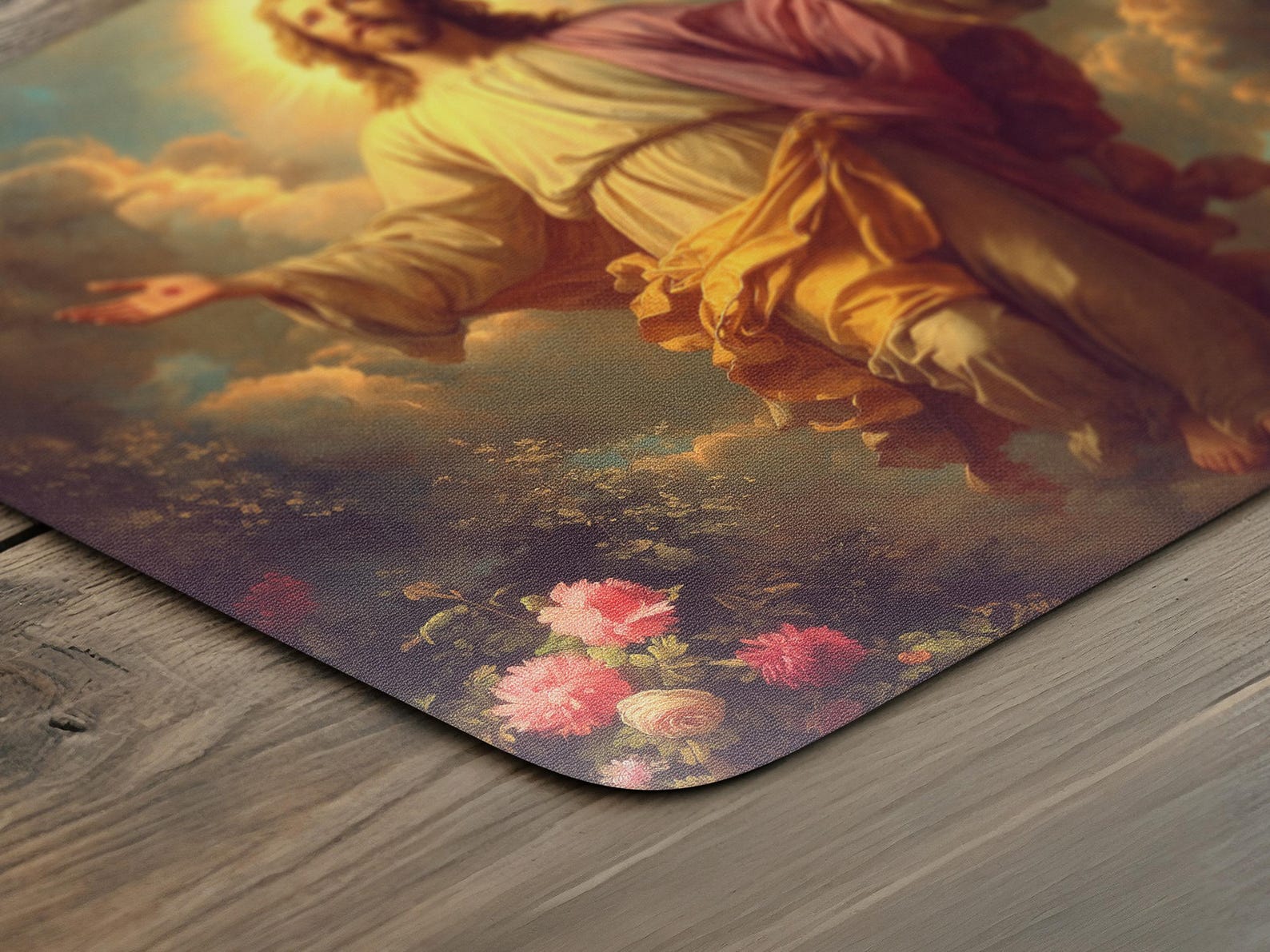 Jesus Mouse For Computer Classical Floral Ascending Jesus Mousepad 9x8 - Christian Religious ...