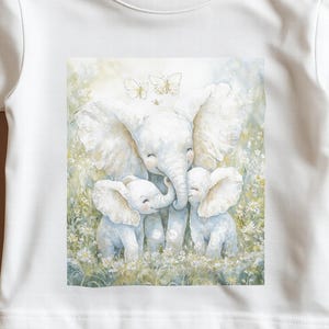 Pastel Elephant Family Toddler Tshirt - Animals Vintage Watercolor, Elephants Child Shirts, Wildlife Art Toddler Shirts