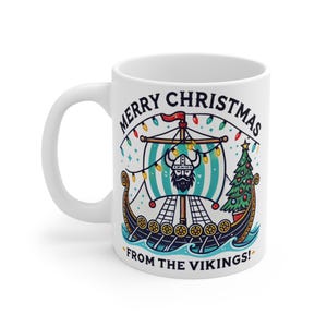 Norway Mug, Merry Christmas From the Vikings, Norwegian Flag Mug, Viking Mug, Cute Coffee Mug Gift, Scandinavia Coffee Cup Mug, Scandi Mug