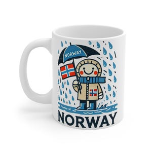 Norway Mug, Norway, Norwegian Flag Mug, Viking Mug, Cute Coffee Mug Gift, Scandinavia Coffee Cup Mug, Scandi Mug