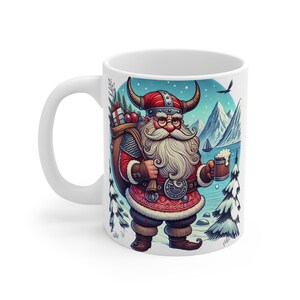 Norway Mugs, Viking Santa, Norwegian Flag Mug, Viking Mug, Cute Coffee Mug Gift, Scandinavia Coffee Cup Mug, Scandi Mug