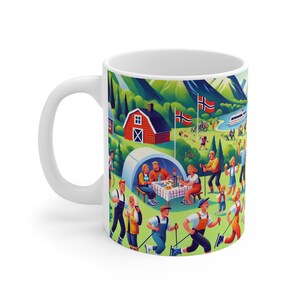 Norway Mug, Norway Geiranger, Norwegian Flag Mug, Viking Mug, Cute Coffee Mug Gift, Scandinavia Coffee Cup Mug, Scandi Mug