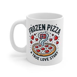Caneca da Noruega, História de amor de pizza congelada, Caneca da bandeira norueguesa, Caneca Viking, Presente de caneca de café fofa, Caneca de café escandinava, Caneca Scandi