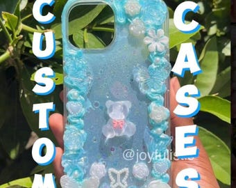 Personalized Decoden Phone Case - Handmade Kawaii 3D Whipped Cream -Choose Any Design & Phone Model - Cute Aesthetic Handmade Case