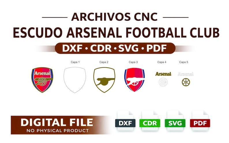 Arsenal Football Club Layered Vector File | 3D Shield Svg Dxf Pdf Cdr ...