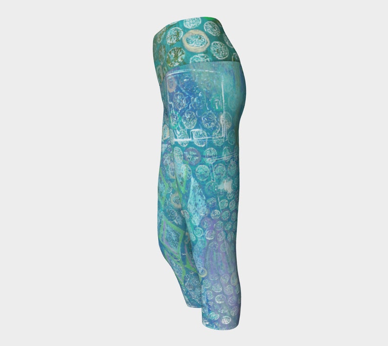 Abstract Circles and Squares Yoga Legging Capris