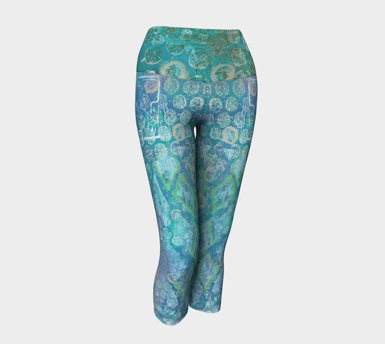 Abstract Circles and Squares Yoga Legging Capris