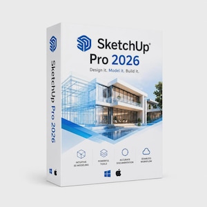 SketchUp Pro 2026 3D-modelleringsprogramvara - Livstidslicens - Snabb digital leverans