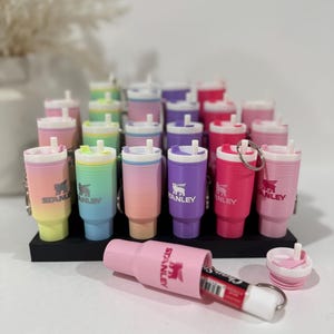 Porte-clés Stanley Cup avec porte-bâtonnets secret / Charm de gobelet imprimé en 3D / Cadeau pour femmes, adolescentes et filles / Porte-clés Stanley