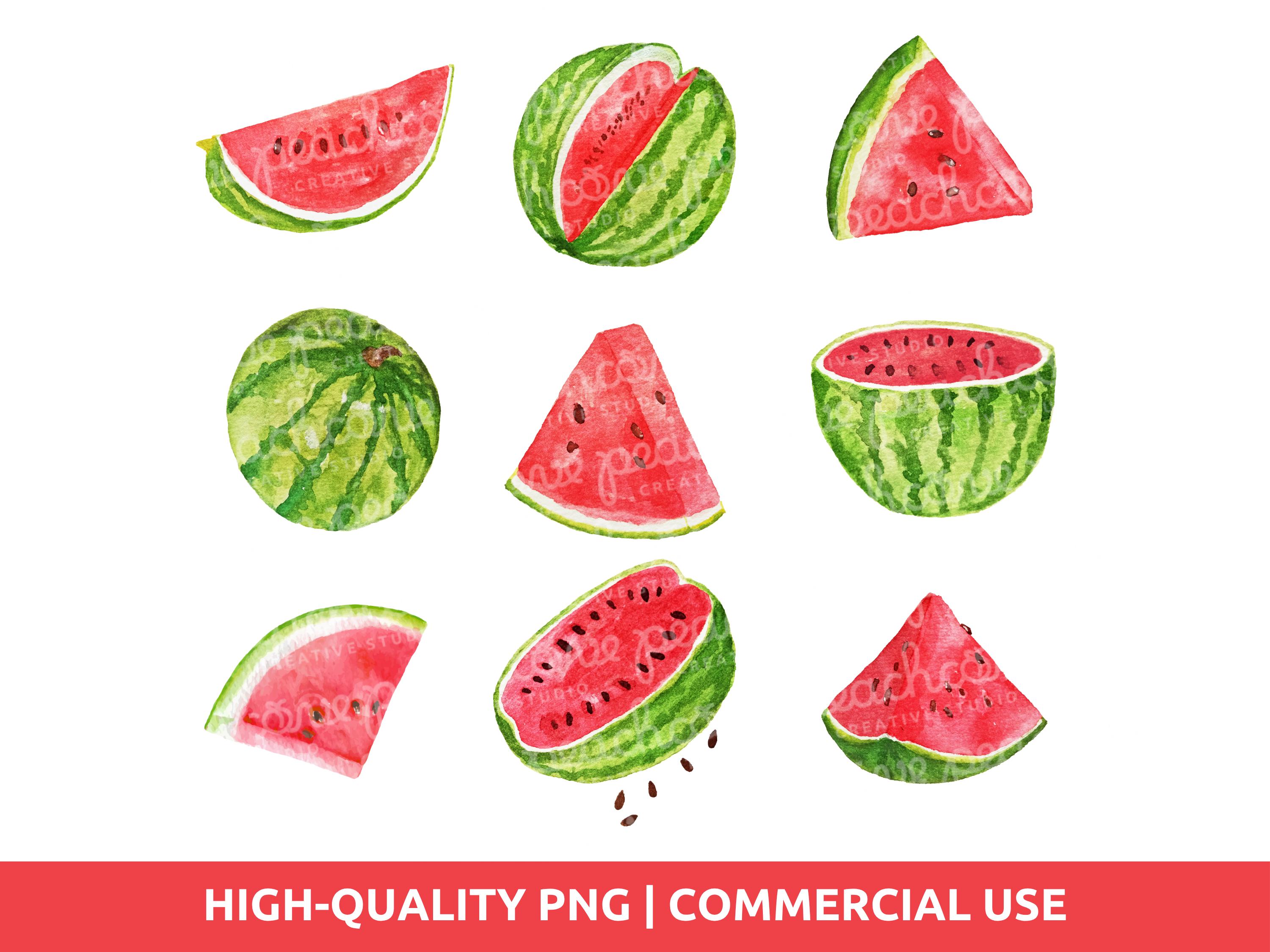 Watercolor Watermelons Clipart, Summer Fruit PNG, Summer Picnic Graphic ...