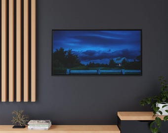 Blue Hour Storm | Moody Coastal Landscape Canvas Print | Hammonasset Beach State Park, Connecticut