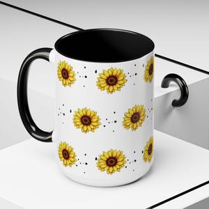Sunflower Decor Accent Mug, Floral Ceramic Tea Cup, Kitchen Drinkware, Gift for Gardening Lover, Summer Home Decor, Sunflower Cup.