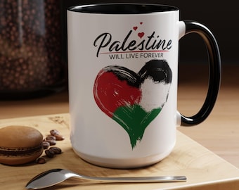 Palestine Heart Coffee Mug – Solidarity Support, Activist Gift, Vibrant Drinkware