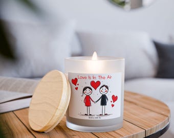 Love Is In The Air couple illustration Candle | Frosted Glass 11oz