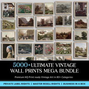 5000 Vintage Printable Rustic Wall Art Prints Set, MEGA BUNDLE, Country Farmhouse Antique Oil Painting, Digital Download, Office decor