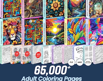 Plus de 65 000 pages à colorier pour adultes (téléchargement numérique)