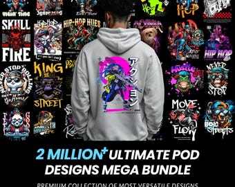 Plus de 2 millions de designs de t-shirts PNG : méga lotissement : streetwear, hip hop, culture pop (téléchargement numérique)