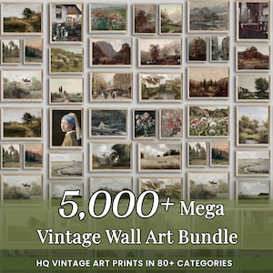 5000 Vintage Printable Rustic Wall Art Prints Set, MEGA BUNDLE, Country Farmhouse Antique Oil Painting, Digital Download, Office decor