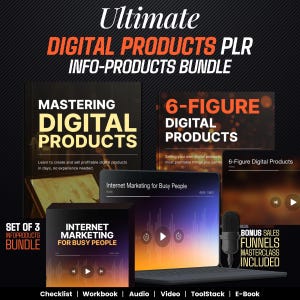 Digital Product Masterclass Bundle: PLR Ebooks, Audio Course & Guides