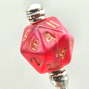 Rosalyth Crystal Shards Mini D20 Hair Stick, Polyhedral RPG Dice Custom Length Stainless Steel Updo Pin, Sturdy Nerdy Gamer Bodkin