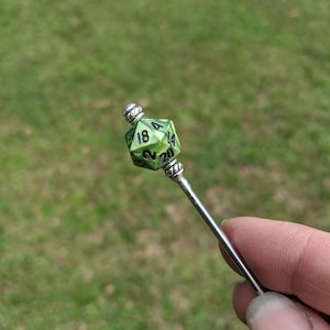 NEW COLORS! Mini D20 Polyhedral Dice Steel Hair Sticks - First-Quality Gamer Sticks