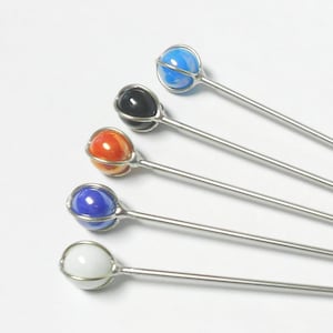 14mm Steel Hair Stick with Opaque Caged Glass