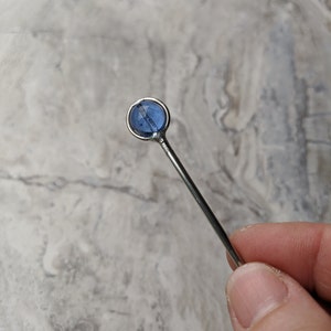 10mm Steel Hair Stick with Caged Glass