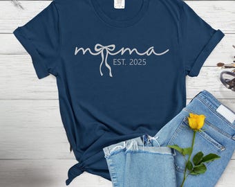 Mother's Day Est 2025 Navy Comfort Colors Unisex T-shirt, Mama Gift Tee, Personalized Shirt, Customizable