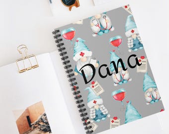 Nurse Gnome Spiral Notebook - Perfect Gift for Nurses, Personalized Journal, Ruled Line Notepad, Medical Student Gift, Nursing School