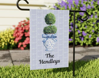 Garden Flag, Chinoiserie Preppy Design, Personalized, Spring, Housewarming Gift, Home Decor, Outdoor Banner, Welcome Sign, Yard Art, Custom