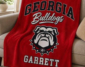 Georgia Bulldogs Blanket | Fleece Throw, Personalized Name Option