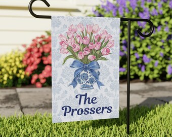 Personalized Chinoiserie Floral Spring Garden Flag, Preppy Yard Sign, Outdoor Decor, Custom House Flag ,best seller