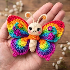 Rainbow Butterfly Amigurumi Crochet Pattern: Advanced 5-inch Crochet PDF