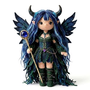 Fairy Crochet PDF, Advanced Gothic Amigurumi Pattern with 12-Inch Wired Wings