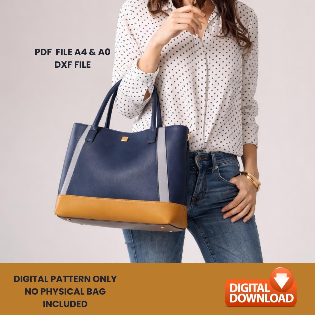 Structured Tote Bag Pattern PDF & DXF, Shoulder Bag Sewing Patterns ...