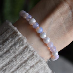 Brave beaded bracelet ~ pink Opalite,  glass bead, and gold plated beaded bracelet ~ beaded elastic bracelet
